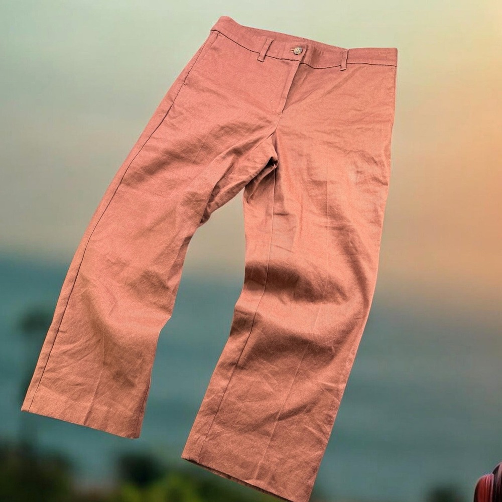 J Jill Pants Women 6 Terracotta Pink Linen Blend Stretch Cropped Straight Leg